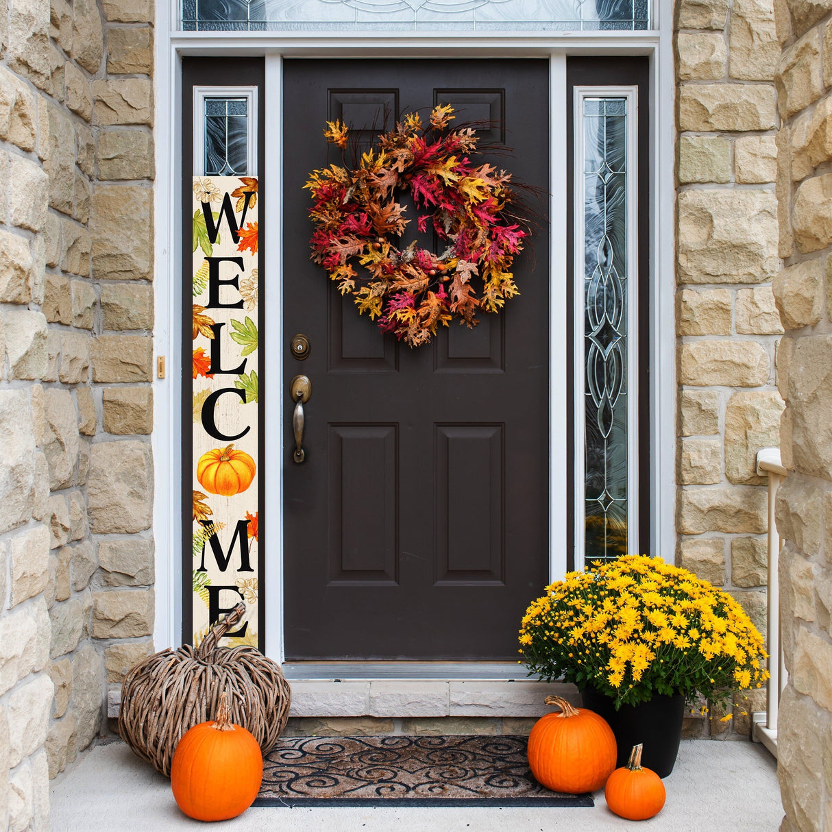 72in Fall Welcome Sign | Front Door Porch Decor | Wood Folding Giant Board