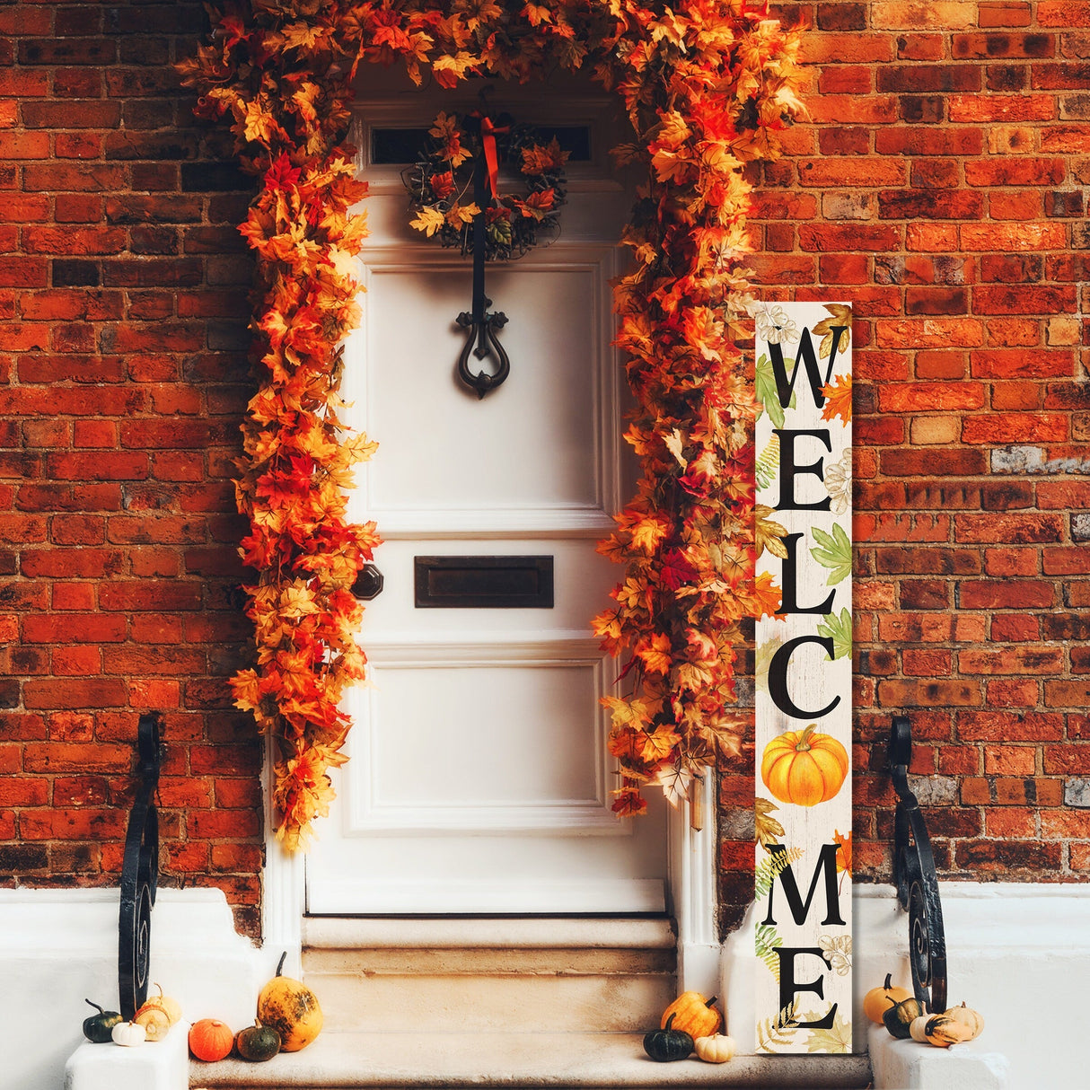 72in Fall Welcome Sign | Front Door Porch Decor | Wood Folding Giant Board