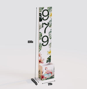 Summer Style Wooden Address Number Planter Sign with Flamingo Pattern - 36"x4.375"x7" - Perfect for Front Door Display