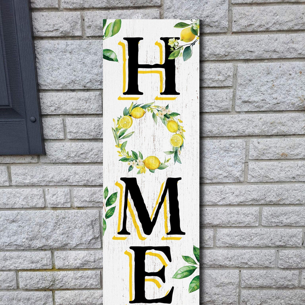 36in Lemon Summer Home Sweet Home Porch Sign for Front Door, Rustic Wooden Wall Decor, Outdoor Farmhouse Patio Display, Cheerful Welcome