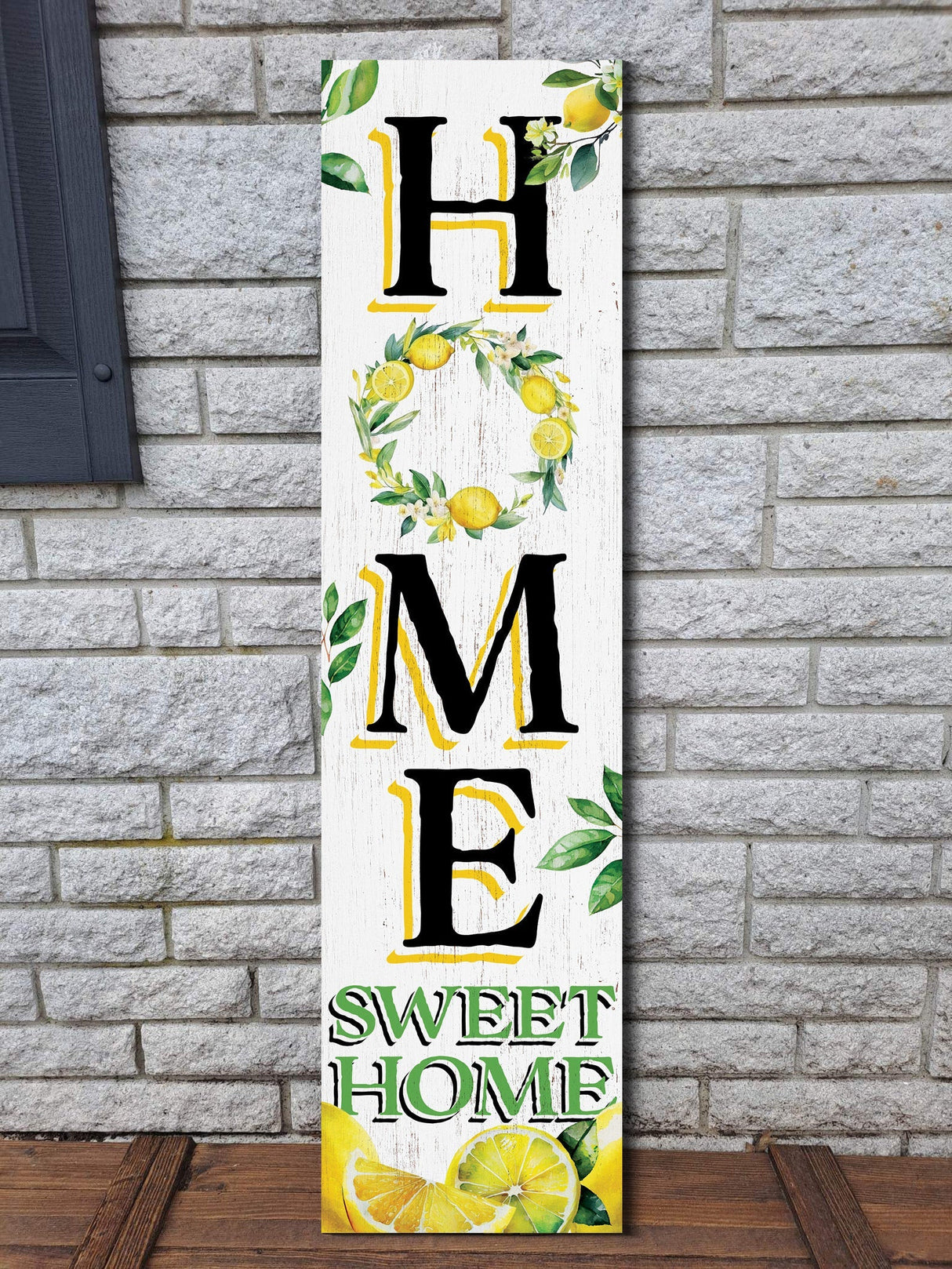 36in Lemon Summer Home Sweet Home Porch Sign for Front Door, Rustic Wooden Wall Decor, Outdoor Farmhouse Patio Display, Cheerful Welcome