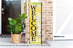 36in Lemonade Welcome Wooden Porch Sign, Refreshing Summer Front Door Decor, Rustic Farmhouse Entryway Wall Display, Outdoor Home Accent