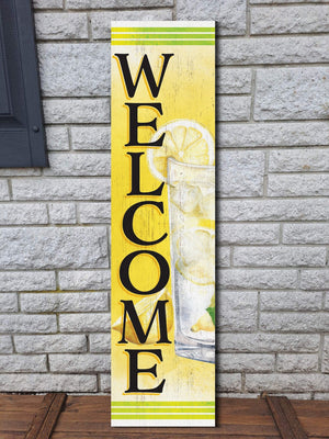 36in Lemonade Welcome Wooden Porch Sign, Refreshing Summer Front Door Decor, Rustic Farmhouse Entryway Wall Display, Outdoor Home Accent
