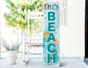 36in Wooden Life's a Beach Summer Welcome Porch Sign, Nautical Theme Front Door Decor, Coastal Wall Art, Rustic Beach House Outdoor Display