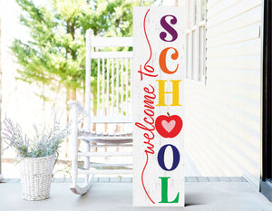 48in Welcome to School Porch Sign, Classroom Decor, Teacher Gift, Durable Wooden Sign, Vibrant Design