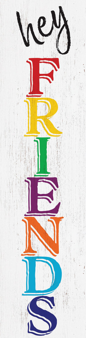 36in "Hey Friends" Teacher Appreciation Porch Sign, Classroom Decor, Durable Wood Wall Sign, Friendly Design