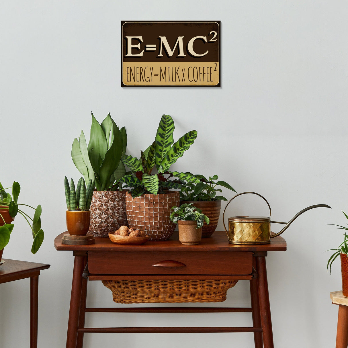 Wooden "E=MC2" Decor Sign, 7.5in x 5in, Humorous Mathematical Equation Art, Fun Indoor Display for Home, Office, or Classroom