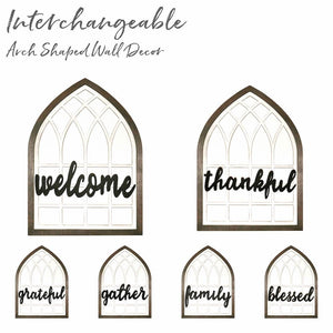 Interchangeable Arch Shaped Wall Decor, Framed Wall Art, Modern Farmhouse Wood Wall Window Arches, Indoor Outdoor Decoration