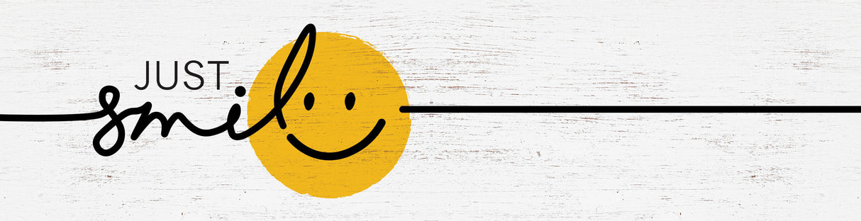 36in "Just Smile" Cartoon Wooden Sign Wall Decor, Happy World Smile Day Celebration, Fun Relaxing and Chill Art for Home, Office,  Classroom