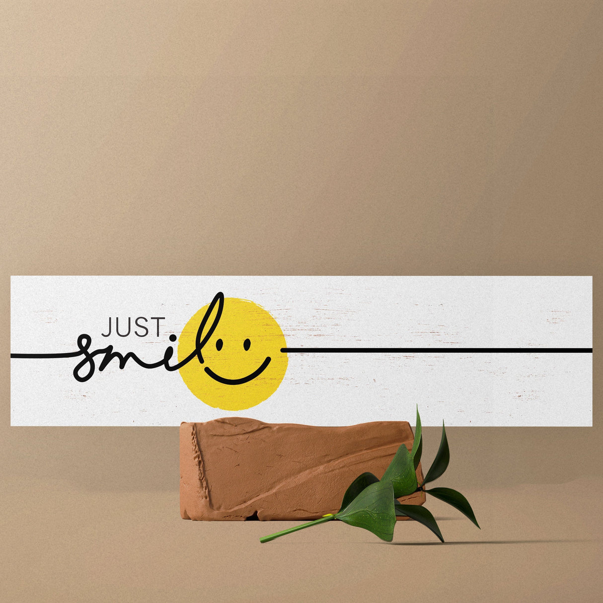 36in "Just Smile" Cartoon Wooden Sign Wall Decor, Happy World Smile Day Celebration, Fun Relaxing and Chill Art for Home, Office,  Classroom