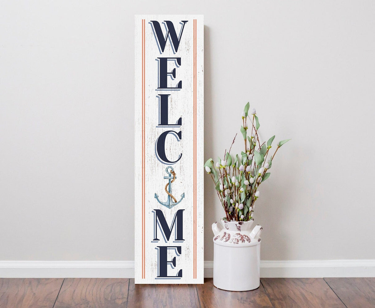 36in Anchor Welcome Porch Sign for Front Door, Nautical-Themed Summer Wall Decor, Coastal Home Accent, Outdoor Seaside Display