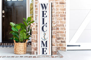 36in Anchor Welcome Porch Sign for Front Door, Nautical-Themed Summer Wall Decor, Coastal Home Accent, Outdoor Seaside Display