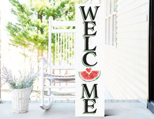 36in Welcome Sign with Watermelon Pattern - Front Door Porch Standing Decor - Charming Summer Design for Home Entryway, Great Gift Idea