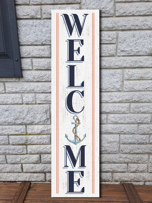 36in Anchor Welcome Porch Sign for Front Door, Nautical-Themed Summer Wall Decor, Coastal Home Accent, Outdoor Seaside Display