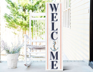 36in Anchor Welcome Porch Sign for Front Door, Nautical-Themed Summer Wall Decor, Coastal Home Accent, Outdoor Seaside Display