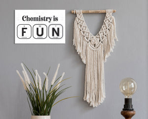 Chemistry is FUN: Fluorine, Uranium & Nitrogen - 7.5" x 5" Funny Wooden Wall Decor Sign - Perfect Gift for Science Lovers, Teachers,Students