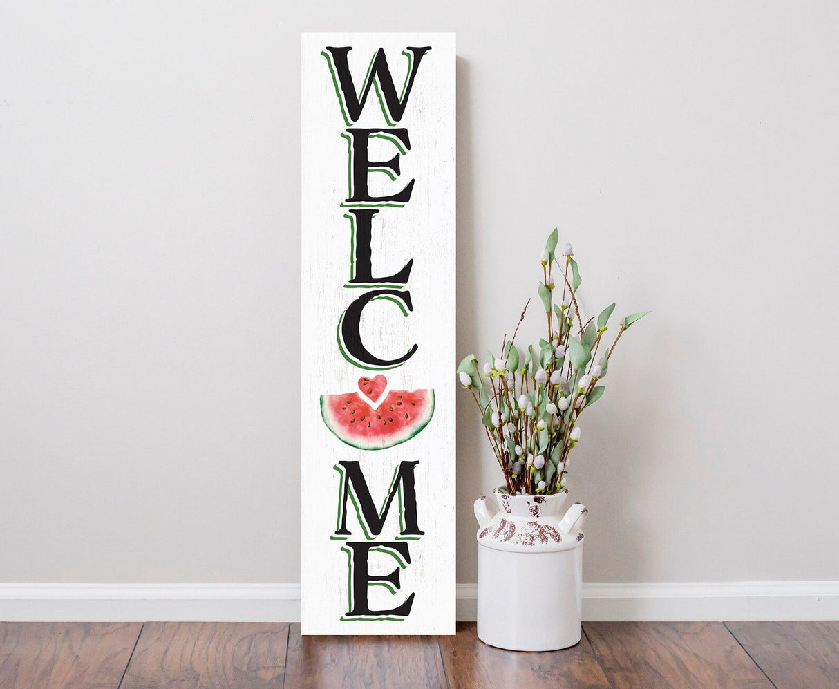 36in Welcome Sign with Watermelon Pattern - Front Door Porch Standing Decor - Charming Summer Design for Home Entryway, Great Gift Idea