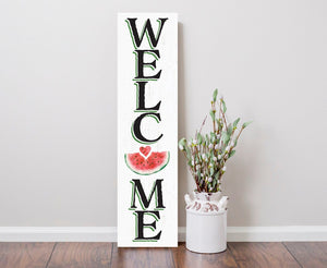 36in Welcome Sign with Watermelon Pattern - Front Door Porch Standing Decor - Charming Summer Design for Home Entryway, Great Gift Idea
