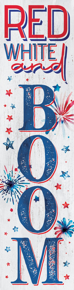 36in 4th of July "Red, White, and Boom" Porch Sign - Patriotic Front Door Decor for Independence Day Celebration