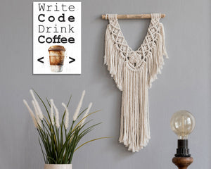 Write Code Drink Coffee - 7.5in x 5in Wooden Wall Decor Sign - Programmer's Motto for Home & Office, Perfect Gift for Developers