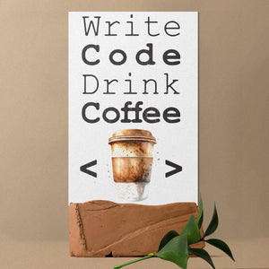 Write Code Drink Coffee - 7.5in x 5in Wooden Wall Decor Sign - Programmer's Motto for Home & Office, Perfect Gift for Developers