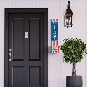 36in 4th of July Address Sign with Holder & Succulent Planter -  Address Plaque Planter for Outdoor Decor and Celebration
