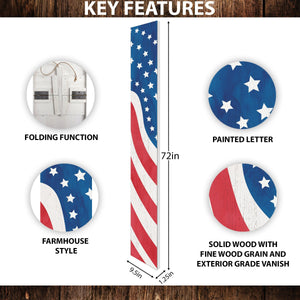 72in 4th of July  Wooden Porch Sign - Patriotic Decor to Celebrate Independence Day with Style