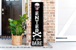 36in "Enter If You Dare" Wooden Porch Sign - Spooky Front Door Decor for Halloween Celebrations