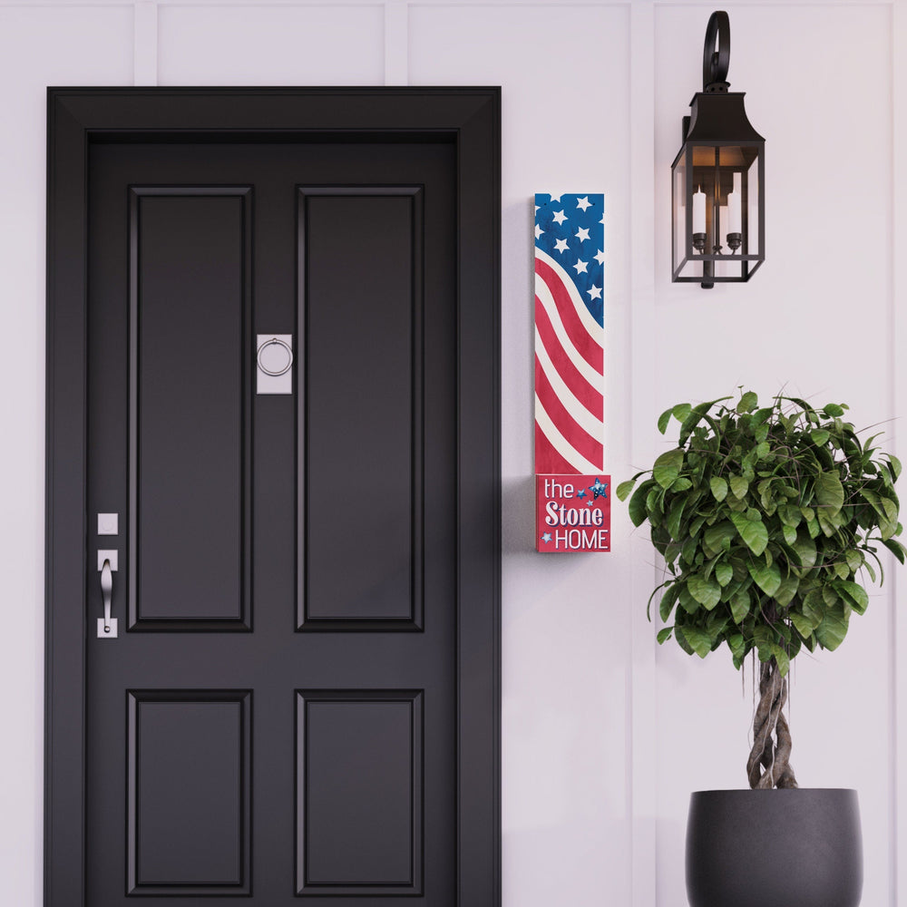 36in 4th of July Address Sign with Holder & Succulent Planter - An Address Plaque Planter for Outdoor Decor and Celebration