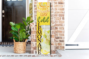 36in "Hot Summer Day, Cold Lemonade" Porch Sign - Refreshing Front Door Decor for Sun-Soaked Seasonal Display
