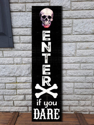 36in "Enter If You Dare" Wooden Porch Sign - Spooky Front Door Decor for Halloween Celebrations