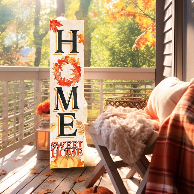 36in "Home Sweet Home" Fall Porch Sign - Front Door Decor for Autumn Celebrations