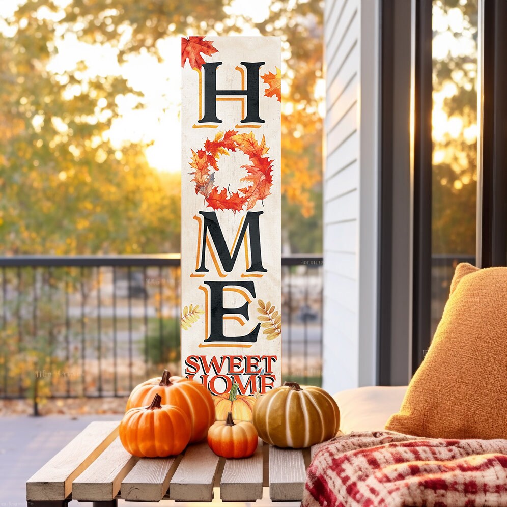 36in "Home Sweet Home" Fall Porch Sign - Front Door Decor for Autumn Celebrations
