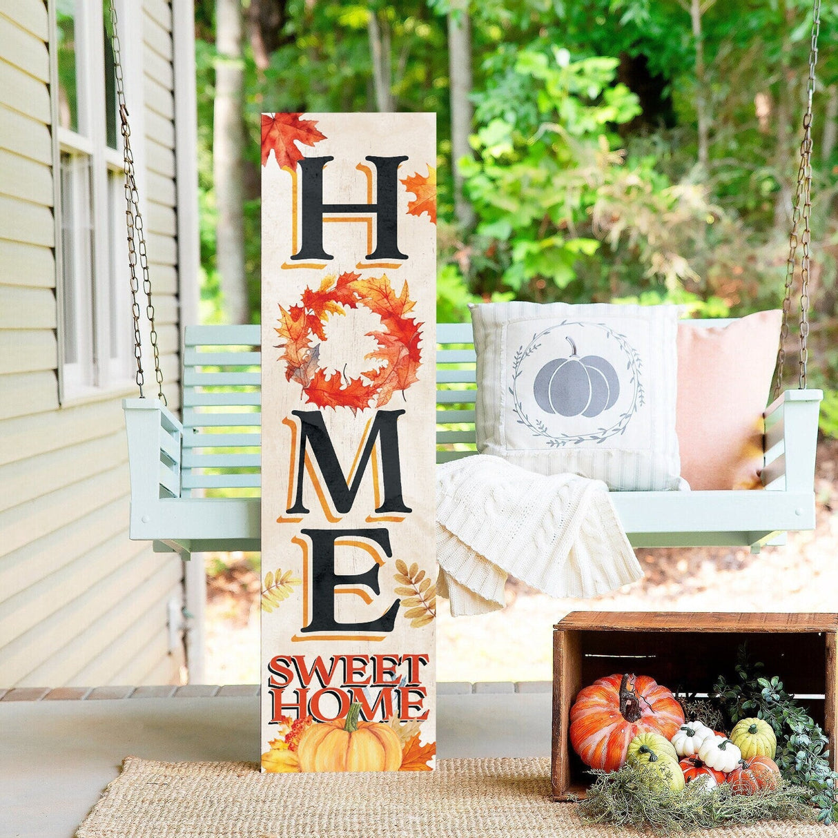 36in "Home Sweet Home" Fall Porch Sign - Front Door Decor for Autumn Celebrations