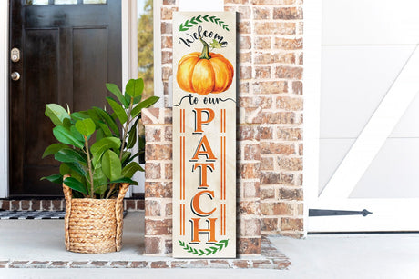 36in "Welcome to Our Patch" Fall Porch Sign - Rustic Wooden Decor for Front Door Display during Autumn Celebrations