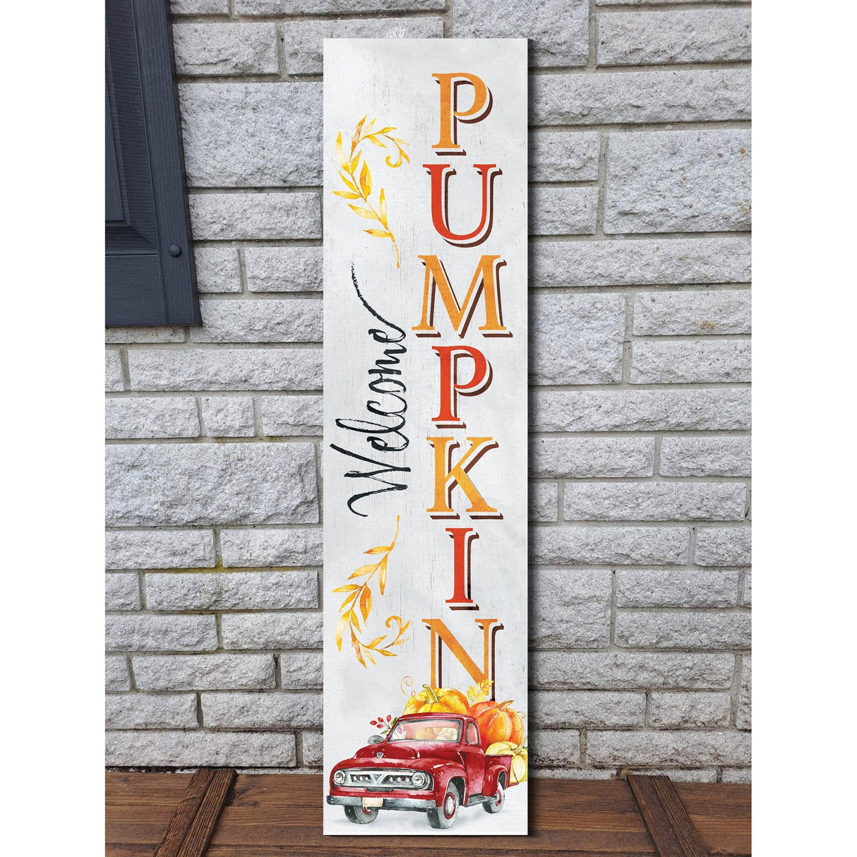 36in "Welcome Pumpkin" Fall Porch Sign - Rustic Harvest Decor for Front Door Display during Autumn Celebrations