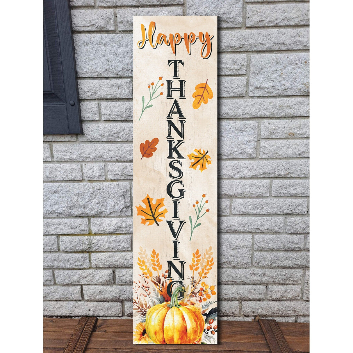 36in "Happy Thanksgiving" Fall Porch Sign - Rustic Harvest Decor for Front Door Display during Autumn Celebrations