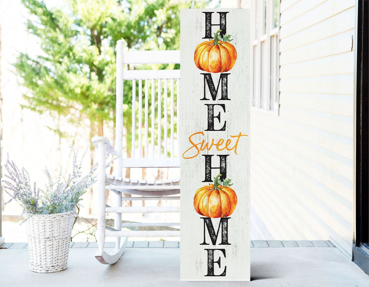 36in "Home Sweet Home" Fall Porch Sign - Pumpkin Sign for Front Door Decor during Autumn Celebrations