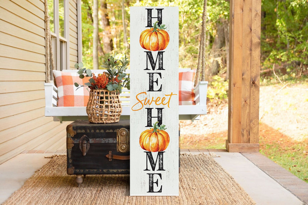 36in "Home Sweet Home" Fall Porch Sign - Pumpkin Sign for Front Door Decor during Autumn Celebrations