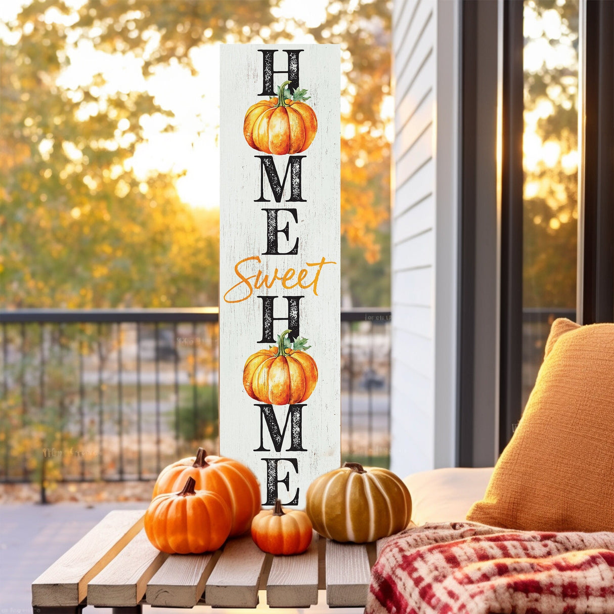 36in "Home Sweet Home" Fall Porch Sign - Pumpkin Sign for Front Door Decor during Autumn Celebrations