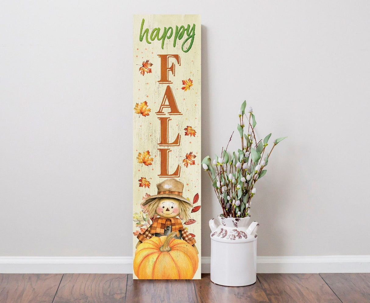 Welcome Autumn: 36in 'Happy Fall' Wooden Porch Sign with Unique Scarecrow Design - Perfect Seasonal Decor for Your Front Door or Porch!