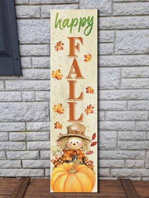 Welcome Autumn: 36in 'Happy Fall' Wooden Porch Sign with Unique Scarecrow Design - Perfect Seasonal Decor for Your Front Door or Porch!