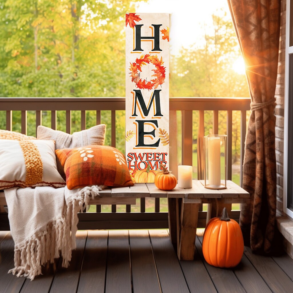 36in "Home Sweet Home" Fall Porch Sign - Front Door Decor for Autumn Celebrations
