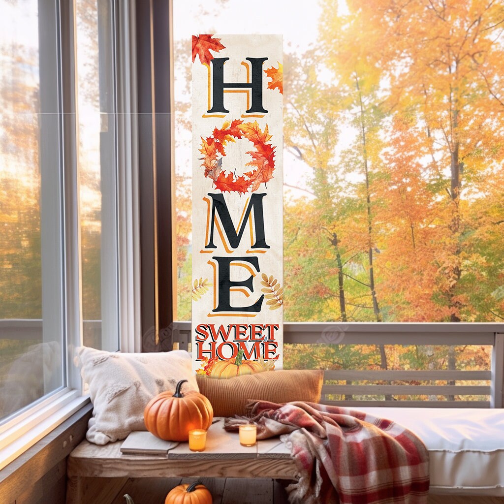 36in "Home Sweet Home" Fall Porch Sign - Front Door Decor for Autumn Celebrations