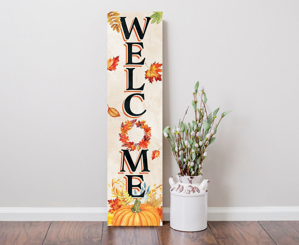 36-Inch "Welcome" Fall Porch Sign - Wooden Decor - Front Door Display for Autumn Celebrations - Rustic Entryway Accessory