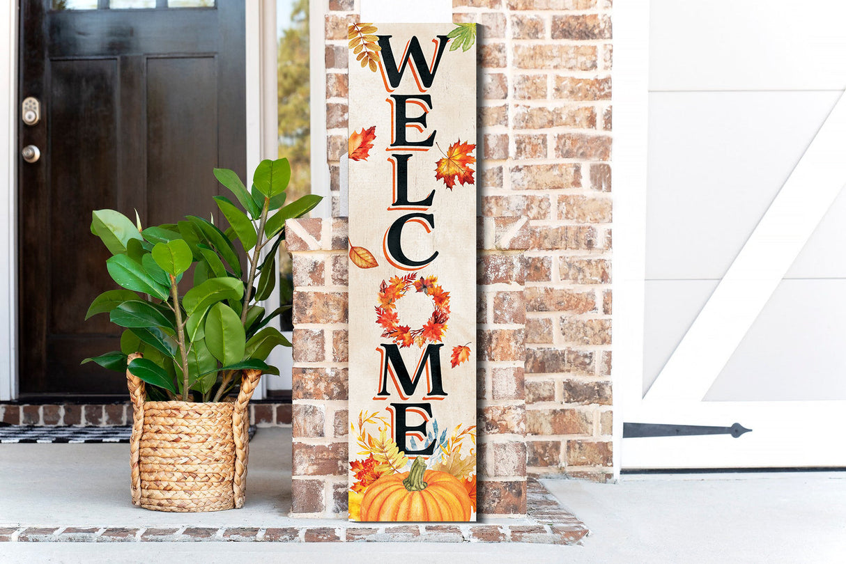 36-Inch "Welcome" Fall Porch Sign - Wooden Decor - Front Door Display for Autumn Celebrations - Rustic Entryway Accessory