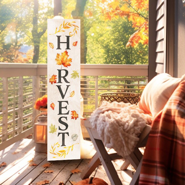 36in "Harvest" Fall Porch Sign | Modern Farmhouse Decoration | Ideal for Entryway, Mantle, Living Room, Kitchen, Porch Decor