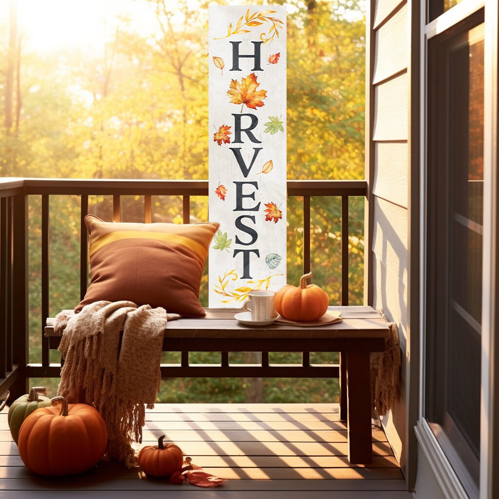 36in "Harvest" Fall Porch Sign | Modern Farmhouse Decoration | Ideal for Entryway, Mantle, Living Room, Kitchen, Porch Decor