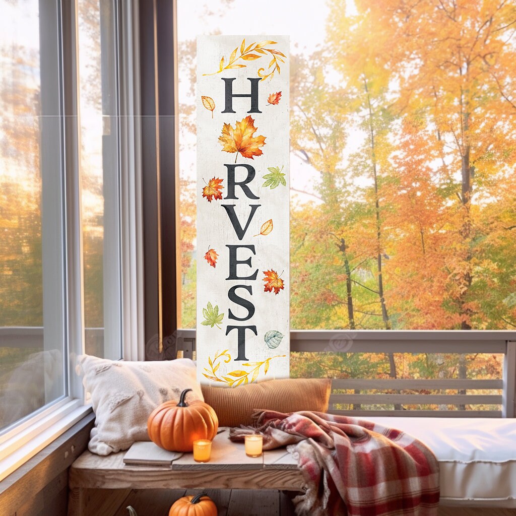 36in "Harvest" Fall Porch Sign | Modern Farmhouse Decoration | Ideal for Entryway, Mantle, Living Room, Kitchen, Porch Decor
