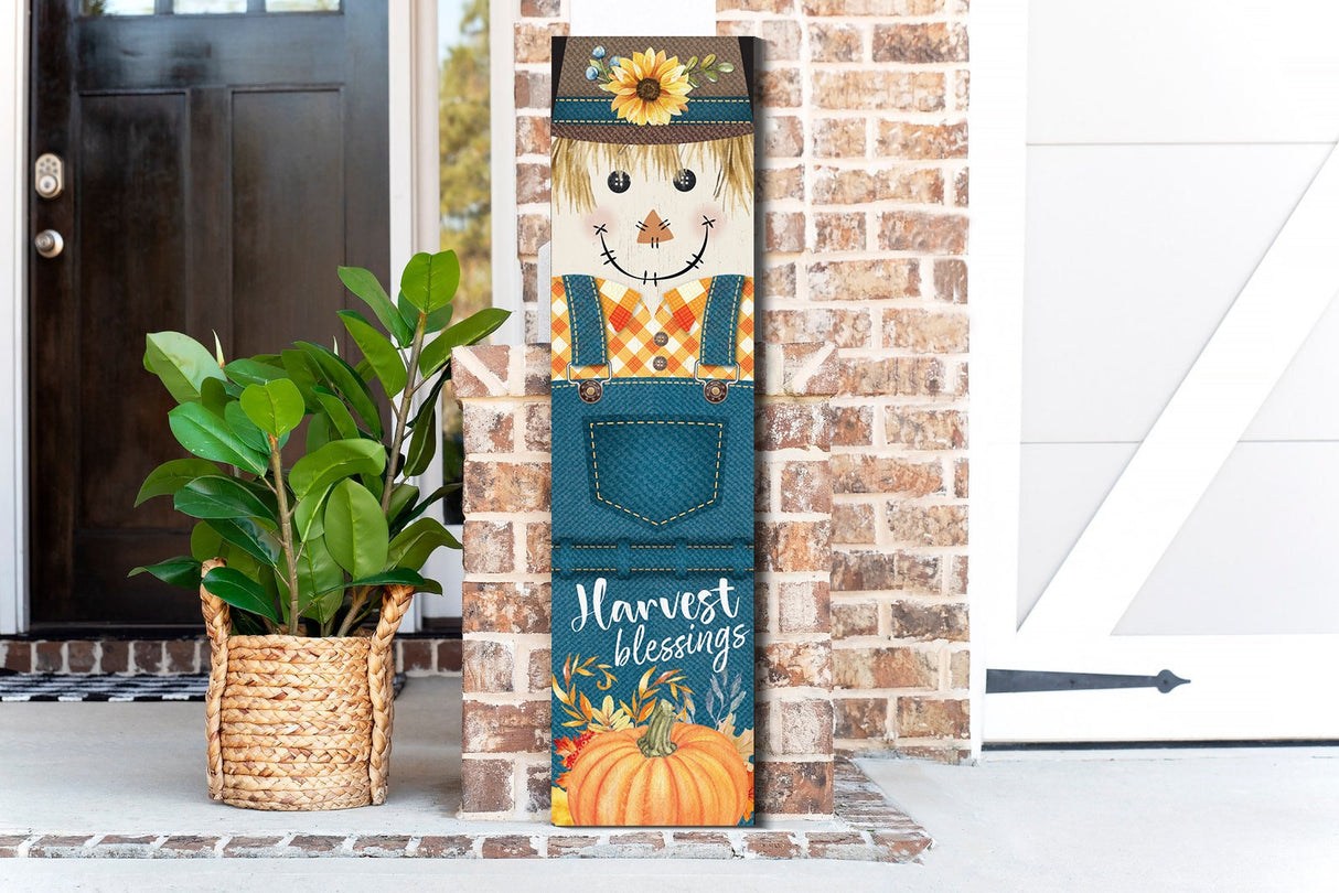 36in Harvest Blessings Scarecrow Outdoor Porch Sign - Fall Porch Leaner, Scarecrow Porch Decor, Fall Sign